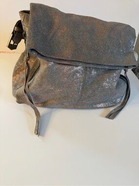 Aimee Kestenberg Metallic Gray Fold-Over Shoulder Bag
